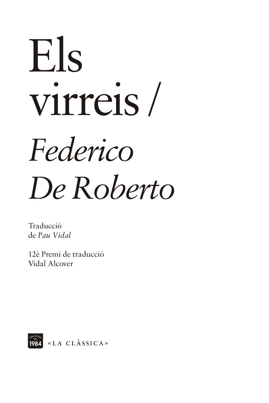 ELS VIRREIS | 9788416987832 | FEDERICO DE ROBERTO