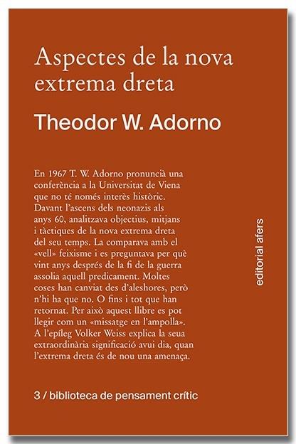 ASPECTES DE LA NOVA EXTREMA DRETA | 9788418618413 | THEODOR W. ADORNO