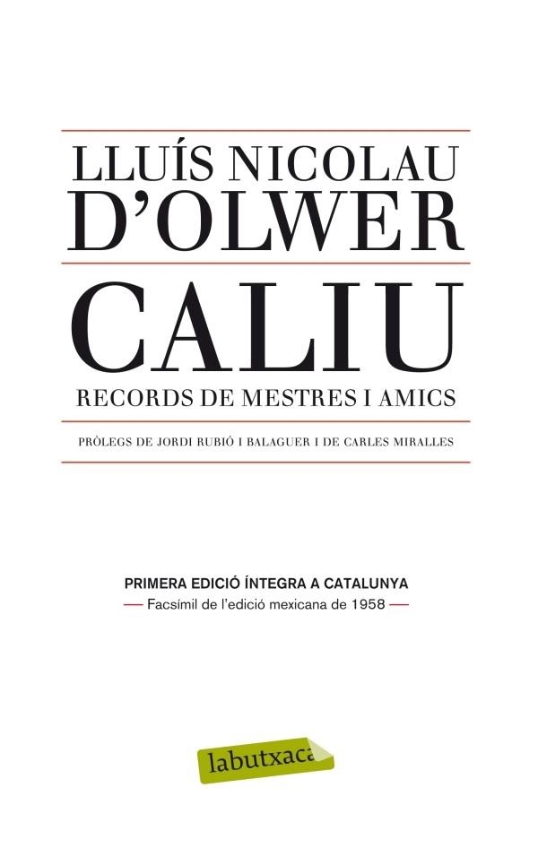 CALIU RECORDS DE MESTRES I AMICS | 9788499305066 | LLUIS NICOLAU D´OWLER