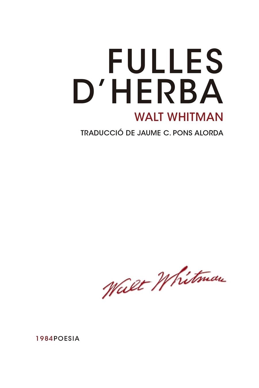 FULLES D'HERBA | 9788415835301 | WALT WHITMAN