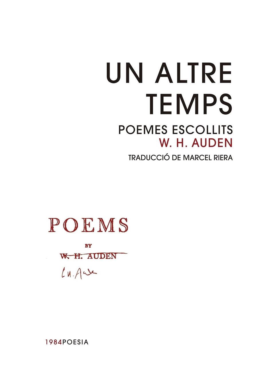 UN ALTRE TEMPS   POEMES ESCOLLITS | 9788416987344 | W. H. AUDEN